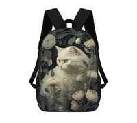 sinyumoney Floral Cat Art Print -2 Mochila Escolar, De Negocios, Para Portátil, Unisex, Informal, Para Adolescentes, Chicas, Chicos, Mujeres Y Hombres 17inch