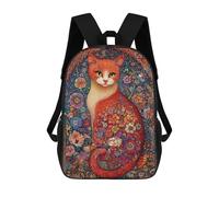 sinyumoney Floral Cat Art Print Mochila Escolar, Mochila Para Portátil, Mochila Para Niños/niñas/adolescentes 17inch