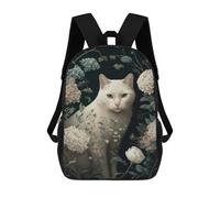 sinyumoney Floral Cat Garden Art Print-3 Mochila Escolar Impresa En 3D 17inch Mochila Escolar Infantil Mochilas De Viaje Mochila Informal De Moda Para Niños Y Estudiantes