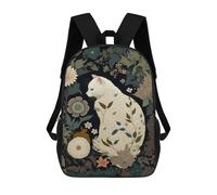sinyumoney Floral Cat Garden Art Print-4 17inch Mochilas Escolares Impresas En 3D, Mochilas Escolares De Moda Para Niños De Primaria Y Secundaria