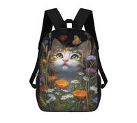 sinyumoney Floral Cat Garden Art Print Mochilas Escolares, De Viaje Y Universitarias Para Hombres, Mujeres Y Adolescentes 17inch