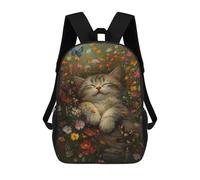 sinyumoney Floral Cat Garden Scene Mochila De Viaje Resistente Al Agua, Bolsa Para Computadora Para Adolescentes, Niñas, Niños, Mujeres Y Hombres 17inch