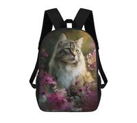 sinyumoney Floral Cat Portrait 17inch Mochila Escolar Impresa En 3D Para Niños, Mochila Escolar Informal De Moda, Mochilas De Viaje Para Niños Y Estudiantes.