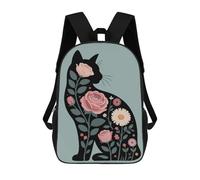sinyumoney Floral Cat Silhouette Illustration Mochila Escolar Resistente Al Agua, Mochila De Viaje, Bolsa Para Computadora Para Hombres, Mujeres Y Adolescentes 17inch
