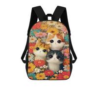 sinyumoney Floral Cat Trio-1 Mochilas Para Niños 17inch Mochila Escolar Mochila Escolar Impresa En 3D Para Niños De Primaria Y Secundaria