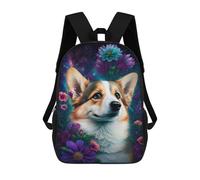 sinyumoney Floral Corgi Galaxy Art Print Mochila Escolar Infantil De 17 Pulgadas Con Estampado 3D De Películas De Anime Para Niños, Mochila De Viaje, Mochila Escolar Infantil
