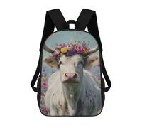 sinyumoney Floral Cow Art Print-1 Mochila Escolar Infantil De 17 Pulgadas Con Estampado 3D De Películas De Anime Para Niños, Mochila De Viaje, Mochila Escolar Infantil