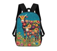 sinyumoney Floral Cow Garden Art Print 17inch Mochilas Escolares Impresas En 3D, Mochilas Escolares De Moda Para Niños De Primaria Y Secundaria