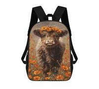 sinyumoney Floral Cow in Field -1 Mochila Mochila Informal Para El Día A Día, Para La Escuela, El Trabajo Y Los Viajes Para Hombres, Mujeres Y Adolescentes 17inch