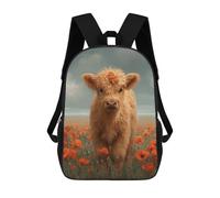 sinyumoney Floral Cow in Field Mochila Escolar Para Institutos De Secundaria Mochila Informal - Perfecta Para Viajes, Trabajo Y Uso Diario 17inch