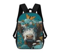 sinyumoney Floral Cow with Butterfly Mochilas Escolares Para La Escuela Secundaria, Preparatoria, Universidad Y Viajes Para Hombres, Mujeres Y Adolescentes 17inch