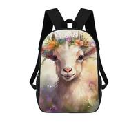 sinyumoney Floral Crown Goat Art Print Mochila Escolar Infantil De 17 Pulgadas, Impresa En 3D, Estilo Casual, Para Niños, Ideal Para Viajes, Como Mochila Escolar O Para Llevar Libros.