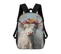 sinyumoney Floral Crowned Cow Art Print Mochilas Escolares, De Viaje Y Universitarias Para Hombres, Mujeres Y Adolescentes 17inch