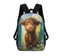 sinyumoney Floral Crowned Highland Cow Mochilas Para Niños 17inch Mochila Escolar Mochila Escolar Impresa En 3D Para Niños De Primaria Y Secundaria