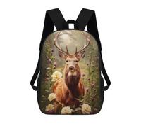 sinyumoney Floral Deer Majesty Mochila Escolar Infantil, Mochilas Impresas En 3D, Mochilas Escolares De Moda Para Niños De Primaria Y Secundaria 17inch