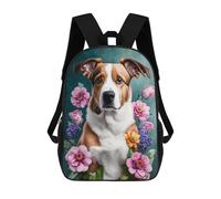 sinyumoney Floral Dog Portrait Art Mochila Escolar De 17 Pulgadas Para Adolescentes, Con Estampado 3D, Ajustable Y Con Bolsillos, Ideal Para Niños, Niñas Y Estudiantes.