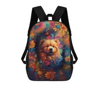 sinyumoney Floral Dog Portrait Mochila Escolar Infantil De 17 Pulgadas, Mochila Escolar Impresa En 3D Para Niños De Primaria Y Secundaria