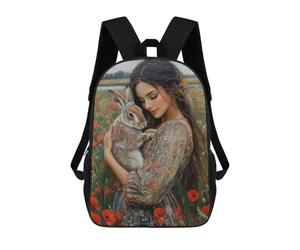 sinyumoney Floral Dress with Rabbit in Field Mochila De Viaje Resistente Al Agua, Bolsa Para Computadora Para Adolescentes, Niñas, Niños, Mujeres Y Hombres 17inch