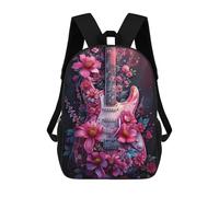 sinyumoney Floral Electric Guitar Art Mochilas Impresas En 3D Para Niños, Mochila Escolar, Mochila Informal Para Exteriores, Mochila Informal De Moda Para Niños, Lindas Bolsas De Viaje 17inch