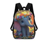 sinyumoney Floral Elephant Fantasy -1 Mochila Escolar De 17 Pulgadas Para Adolescentes, Con Estampado 3D, Ajustable Y Con Bolsillos, Ideal Para Niños, Niñas Y Estudiantes.