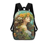 sinyumoney Floral Fantasy Art Nouveau Woman Mochila Escolar Ligera E Informal Para Adolescentes, Niños, Mujeres Y Hombres 17inch