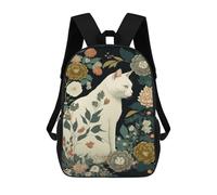 sinyumoney Floral Fantasy Cat Art-10 Mochilas De 17 Pulgadas Para Niños, Mochilas Escolares Impresas En 3D Para Estudiantes De Primaria Y Secundaria, Para Niños Y Niñas.