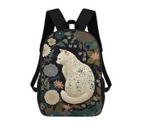 sinyumoney Floral Fantasy Cat Artwork Mochila Escolar Infantil Impresa En 3D Para Niños, Mochila De Viaje De Alta Capacidad, Mochilas Para Libros De 17 Pulgadas Para Niños