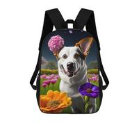 sinyumoney Floral Fantasy Dog in Bloom Mochilas De 17 Pulgadas Para Niños, Mochilas Escolares Impresas En 3D Para Estudiantes De Primaria Y Secundaria, Para Niños Y Niñas.