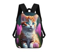 sinyumoney Floral Fantasy Kitten -1 Mochila Escolar De 17 Pulgadas Impresa En 3D Mochilas Infantiles Mochila Genial Impresa En 3D Para Niños De Primaria Y Secundaria