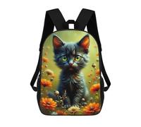 sinyumoney Floral Fantasy Kitten Mochilas Impresas En 3D Para Niños 17inch Mochilas De Moda Informales Para El Día A Día, Bolsas De Viaje, Mochilas Informales Para Exteriores Para Niños Y Niñas