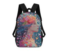 sinyumoney Floral Fantasy Profile Mochilas Para Niños 17inch Mochila Escolar Mochila Escolar Impresa En 3D Para Niños De Primaria Y Secundaria