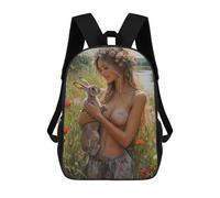 sinyumoney Floral Fantasy with Rabbit Mochila Escolar Impresa En 3D 17inch Mochilas De Moda Para Niños, Mochilas Escolares Para Niños De Primaria Y Secundaria