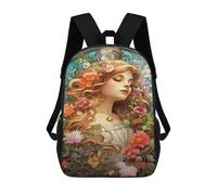 sinyumoney Floral Fantasy Woman Art Print -1 Mochila Escolar De 17 Pulgadas Para Adolescentes, Con Estampado 3D, Ajustable Y Con Bolsillos, Ideal Para Niños, Niñas Y Estudiantes.