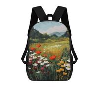 sinyumoney Floral Field Landscape Painting Mochilas Infantiles Impresas En 3D De 17 Pulgadas. Mochila Escolar Informal Impresa En 3D Para Niños De Primaria Y Secundaria.