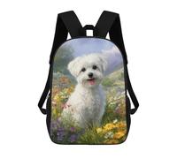 sinyumoney Floral Field Pup Mochila Escolar De 17 Pulgadas Para Adolescentes, Con Estampado 3D, Ajustable Y Con Bolsillos, Ideal Para Niños, Niñas Y Estudiantes.