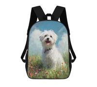 sinyumoney Floral Field White Dog Painting -1 Mochila Escolar De Moda, Mochila Para Material Escolar, Mochila Impermeable Informal Para Acampar, Aventuras Al Aire Libre Y Viajes Diarios 17inch