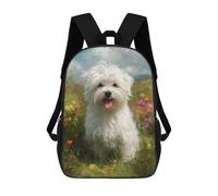 sinyumoney Floral Field White Dog Painting Mochila Escolar Resistente Al Agua, Mochila De Viaje, Bolsa Para Computadora - Perfecta Para Viajes, Trabajo Y Uso Diario 17inch