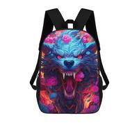 sinyumoney Floral Fiery Wolf Portrait Mochilas Para Niños Y Estudiantes, Mochilas Escolares Impresas En 3D, Mochilas Para Estudiantes De Primaria Y Secundaria Para Niños Y Niñas 17inch