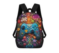 sinyumoney Floral Gaming Controller Artwork -3 Mochila Escolar Impresa En 3D Para Niños Y Niñas, Mochila Para Portátil Para Niños/estudiantes/adultos 17inch