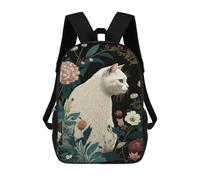 sinyumoney Floral Garden Cat Art Mochila Escolar De 17 Pulgadas Impresa En 3D Mochilas Infantiles Mochila Genial Impresa En 3D Para Niños De Primaria Y Secundaria
