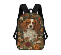 sinyumoney Floral Garden Dog Portrait Mochila Escolar Infantil De 17 Pulgadas Con Estampado 3D De Películas De Anime Para Niños, Mochila De Viaje, Mochila Escolar Infantil