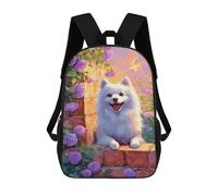 sinyumoney Floral Garden Pomeranian Mochila Escolar Impresa En 3D 17inch Mochila Escolar Infantil Mochilas De Viaje Mochila Informal De Moda Para Niños Y Estudiantes