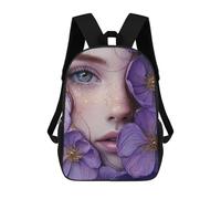 sinyumoney Floral Girl with Purple Flowers Mochila Escolar Resistente Al Agua, Mochila De Viaje, Bolsa Para Computadora Para La Escuela/trabajo/viajes 17inch