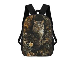sinyumoney Floral Golden Cat Mochila Escolar Para Institutos Y Escuelas Secundarias. Mochila Informal Para Adolescentes, Chicas, Chicos, Mujeres Y Hombres. 17inch