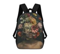 sinyumoney Floral Head Woman Colors Mochila Infantil, Mochila Escolar Impresa En 3D, Mochila Para Niños Y Niñas, Mochila Escolar Ajustable Para La Escuela Primaria 17inch