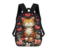 sinyumoney Floral Heart Cat Art Print Mochila Escolar De 17 Pulgadas Impresa En 3D Mochilas Infantiles Mochila Genial Impresa En 3D Para Niños De Primaria Y Secundaria