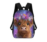 sinyumoney Floral Highland Cow Galaxy Art Print Mochila Escolar Ligera Mochila Escolar De Día Mochila Para Libros Para La Universidad Para Acampar Aventuras Al Aire Libre Y Viajes Diarios 17inch