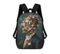 sinyumoney Floral Man Portrait Abstract Mental Roses Mochila Escolar Infantil Impresa En 3D Para Niños, Mochilas De Viaje, Bolsas Para Libros Para Niños Estudiantes De Primaria 17inch