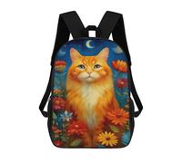 sinyumoney Floral Night Cat Art Print -1 Mochila Escolar De 17 Pulgadas Impresa En 3D Mochilas Infantiles Mochila Genial Impresa En 3D Para Niños De Primaria Y Secundaria