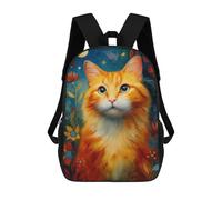 sinyumoney Floral Night Cat Portrait Mochilas Impresas En 3D Para Niños 17inch Mochilas De Moda Informales Para El Día A Día, Bolsas De Viaje, Mochilas Informales Para Exteriores Para Niños Y Niñas